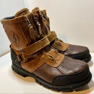 New Polo Ralph Lauren Men’s Metal Logo Leather Boots
